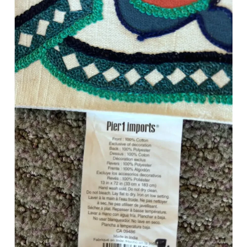 Pier 1 Bright Geometric Winter Table Runner 13” X 70” White Blue Snowflake Decor